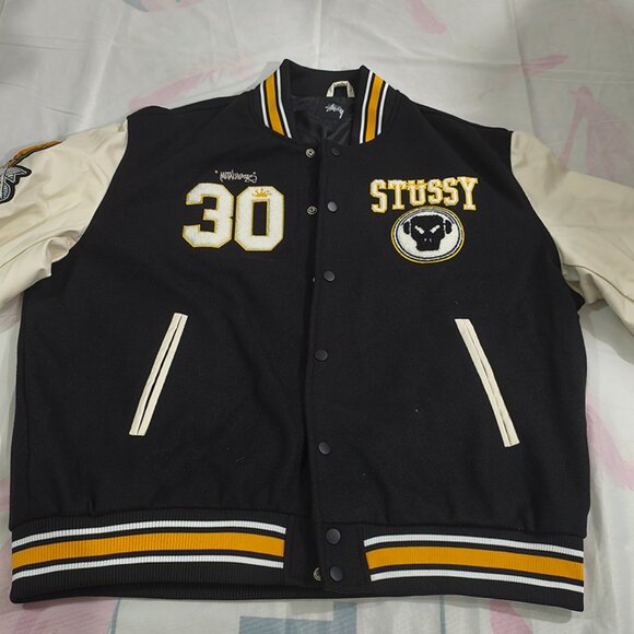 Stussy X Goldie Black Baseball Jacket - Picture 2 of 7